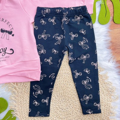 Conj. Casaco de Moletom Where You Are e Calça Legging Laços - Rosa
